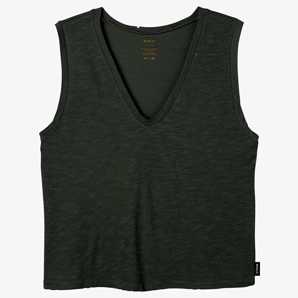 Lifestyle Tops RVCA Women's Solid Label Deep V-Neck Tank Top Shirt 3 Lifestyle Tops RVCA Women's Solid Label Deep V-Neck Tank Top Shirt